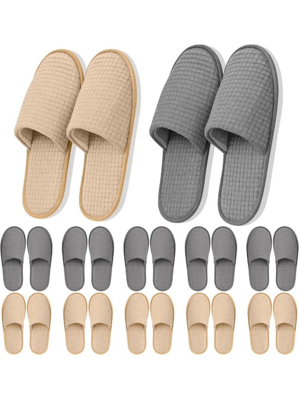 12-20 Pairs Non-Slip Washable Disposable Slippers for Travel & Guest Use